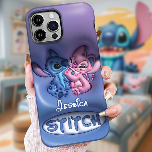 Cute Blue and Pink Alien - Personalized Ohana Full Print Phone Case