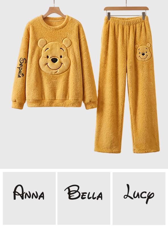 Cute Bear - Personalized Yellow Bear Fleece Lounge Set