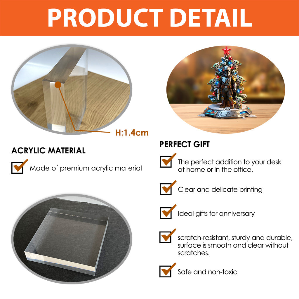 The Best In The Galaxy Perfect Gift For Dad, Grandpa,... - Personalized The Force Custom Shaped Acrylic Plaque