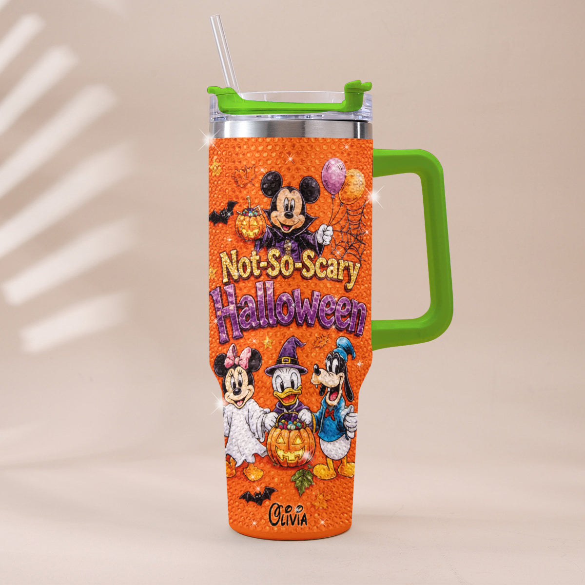 Halloween Not-So-Scary Party - Personalized Mouse Rhinestone Tumbler With Handle