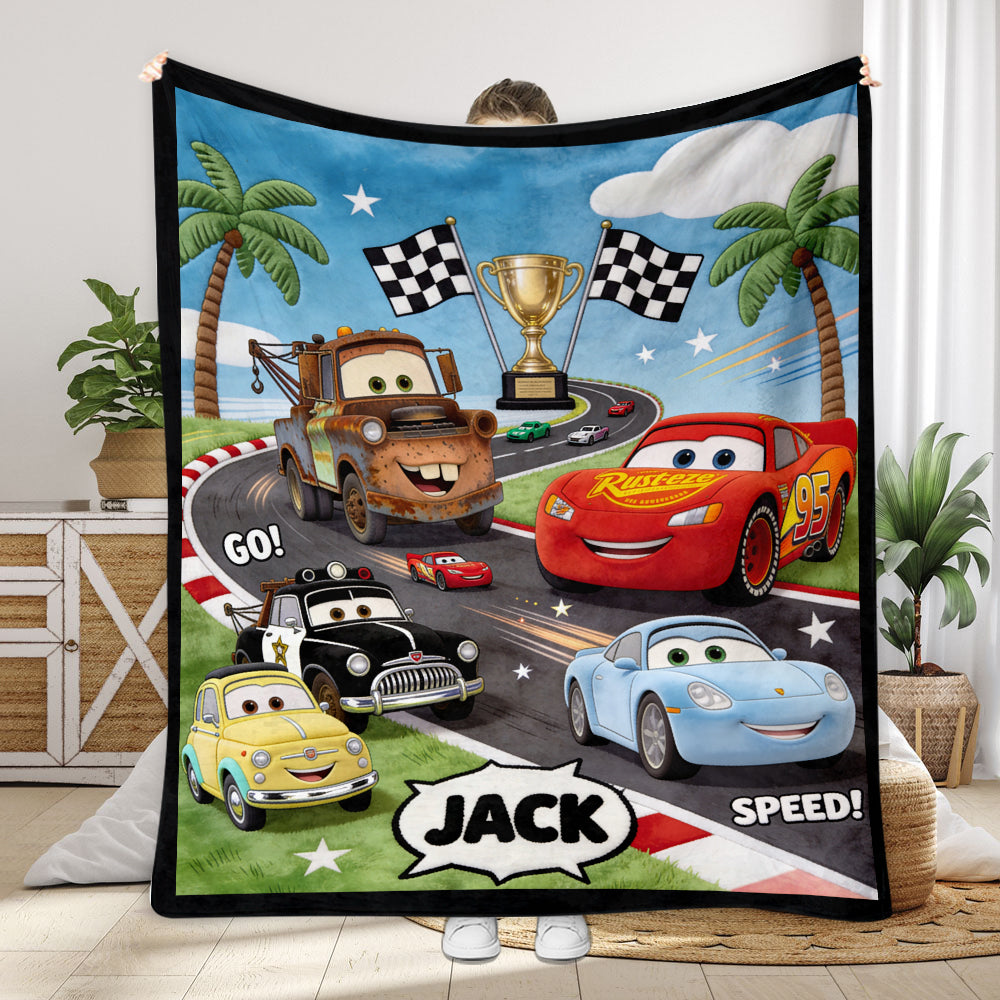 Kid Loves Cars - Personalized Racing Lover Blanket