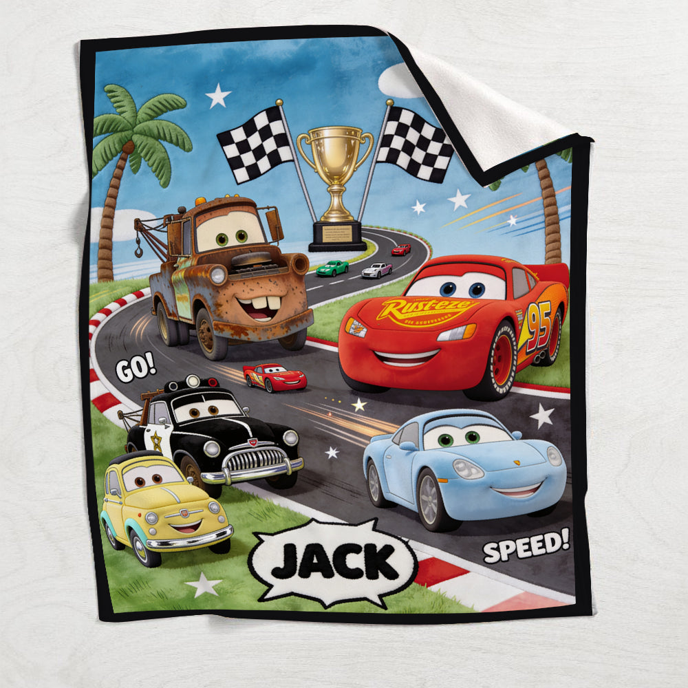 Kid Loves Cars - Personalized Racing Lover Blanket