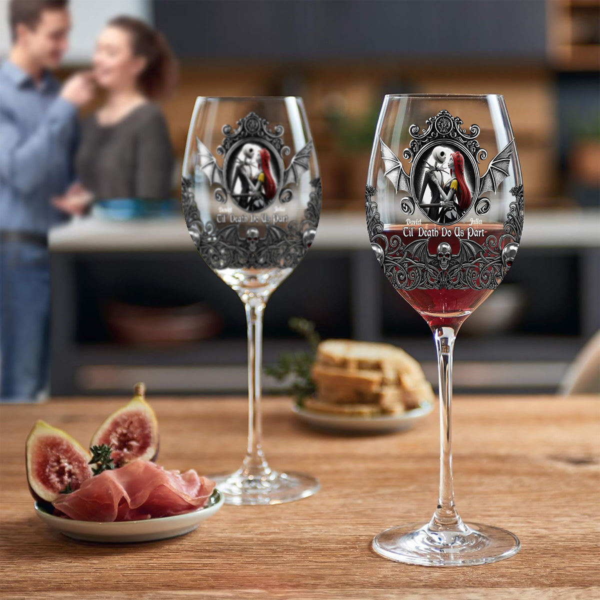 Til Death Do Us Part - Personalized Nightmare Wine Glass With Long Stem