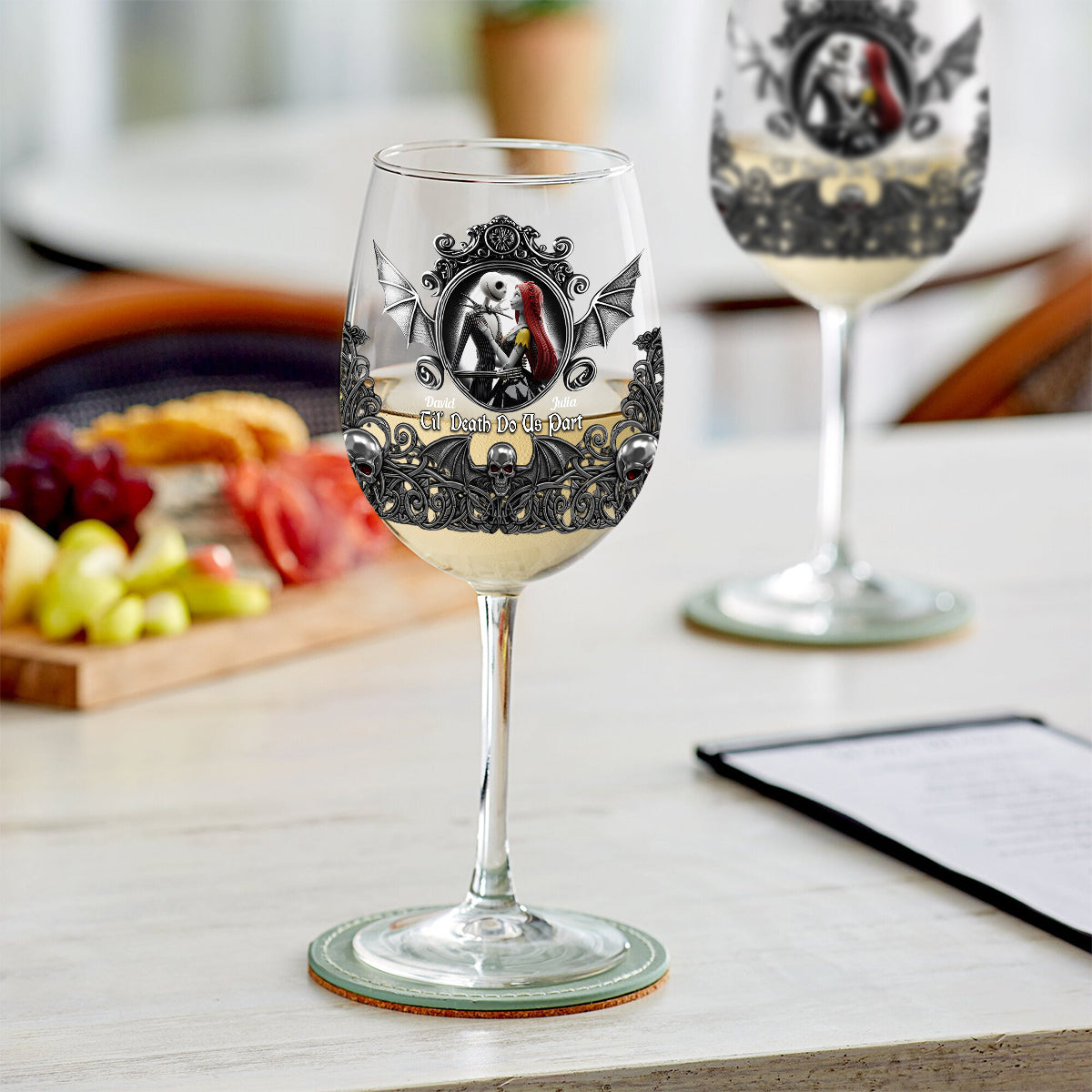 Til Death Do Us Part - Personalized Nightmare Wine Glass With Long Stem