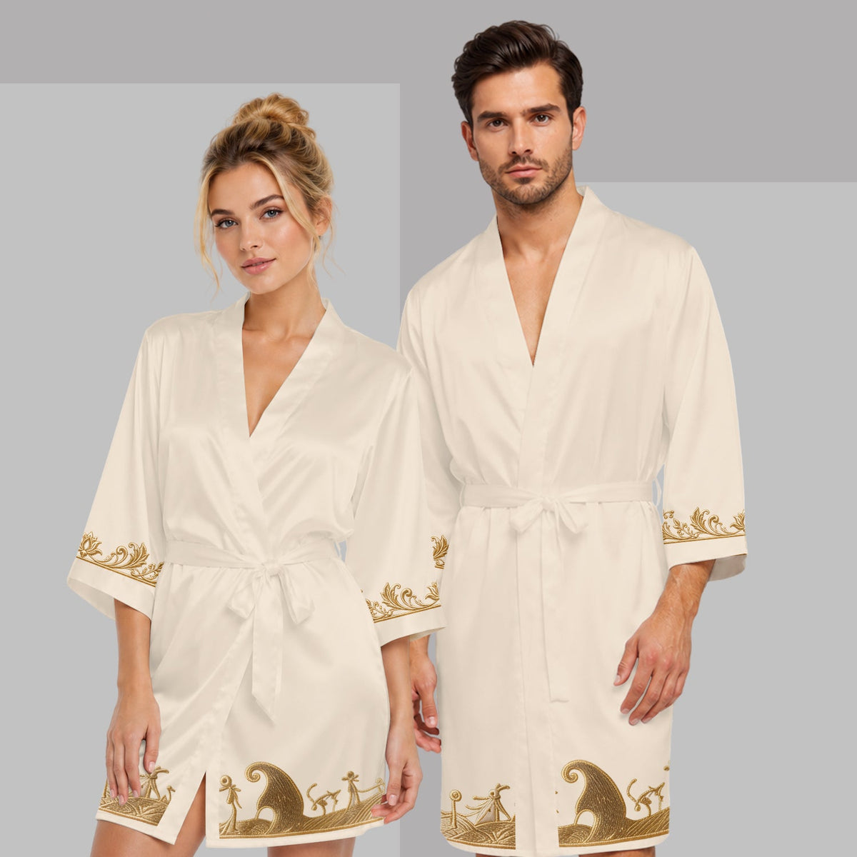 We're Simple Meant To Be - Personalized Nightmare Satin Robe