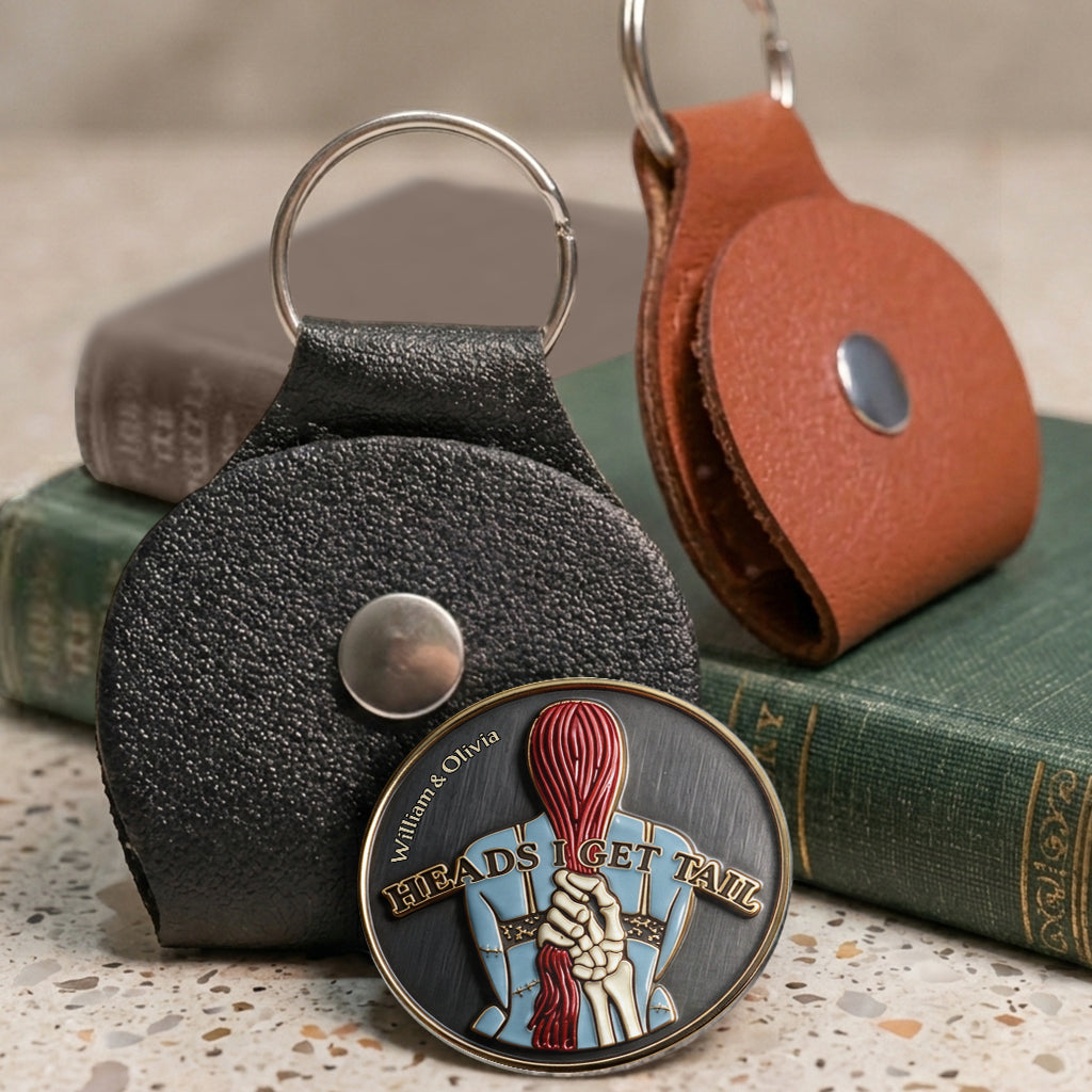 Naughty Gothic Romance Couple - Personalized Nightmare Pocket Coin Keychain