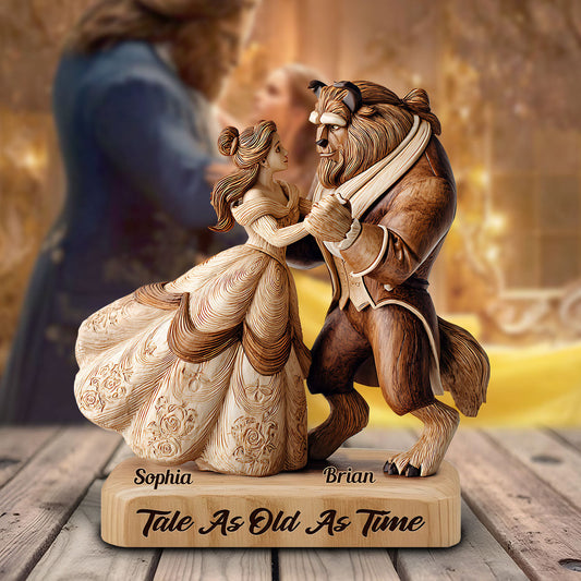 Fairy Tale Romantic Tale As Old As Time - Personalized Couple Custom Shaped Wood Plaque