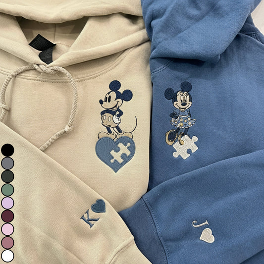 Mouse Ears Couple Matching Hoodie - Personalized Mouse All Over Shirt