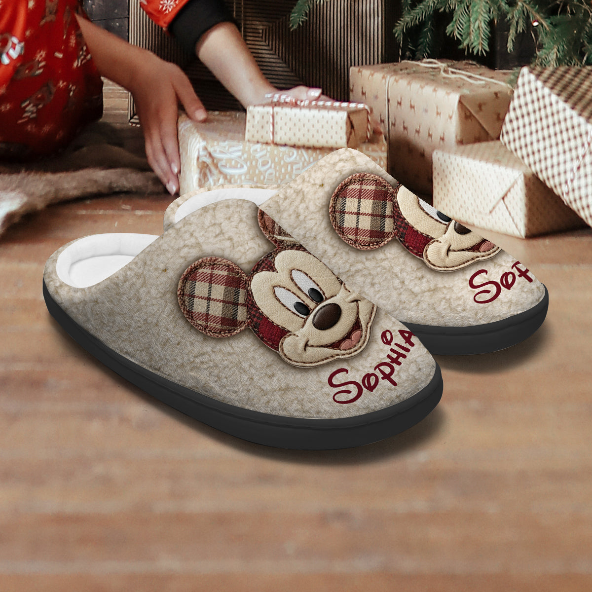 Merry Christmas - Personalized Mouse Slippers