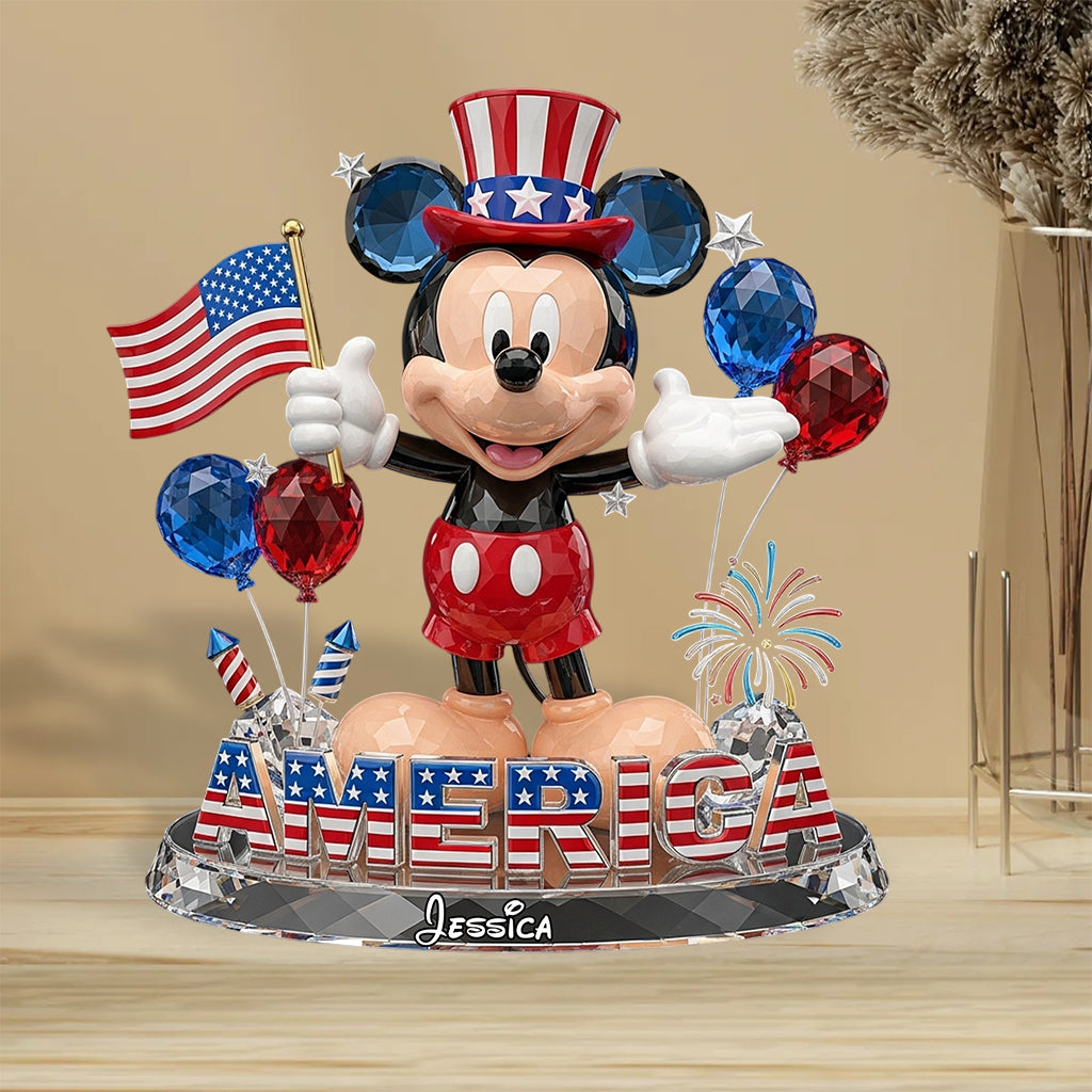 Stars, Stripes And Magic - Personalized Mouse Custom Shaped Acrylic Plaque