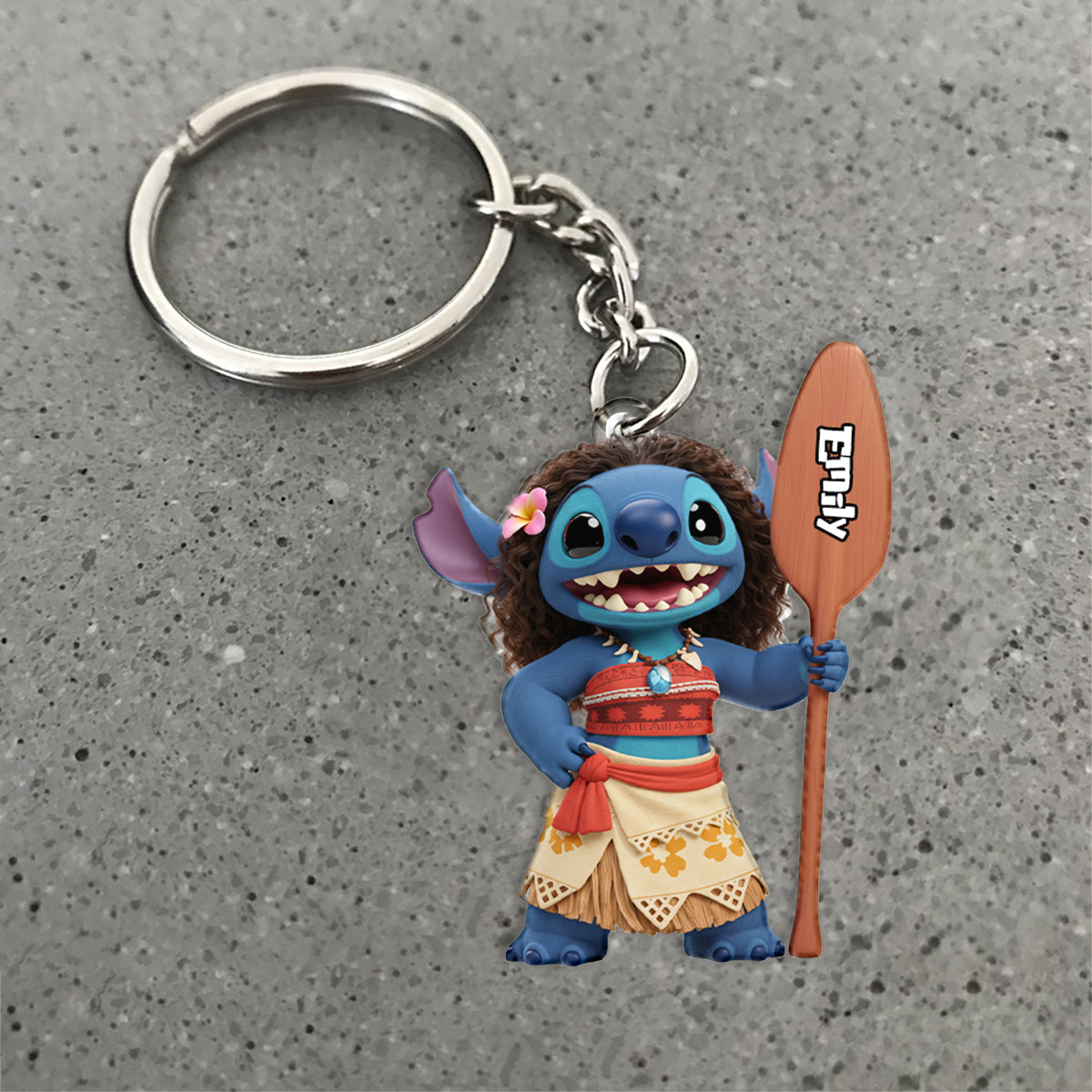 Blue Ohana Princess - Personalized Ohana Keychain