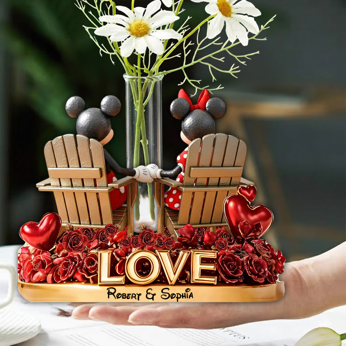 Together Forever - Personalized Mouse Custom Shape Acrylic Flower Vase