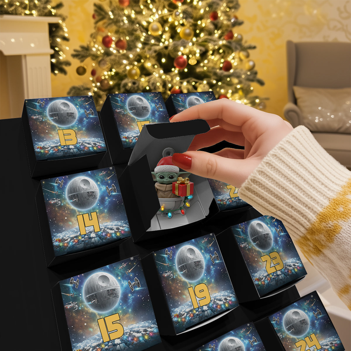 The Force Be With You - Personalized The Force Folded Advent Calendar With Ornaments