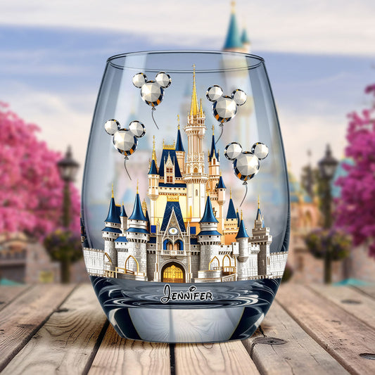 The Magical Castle - Personalized Mouse All Over Wine Glass