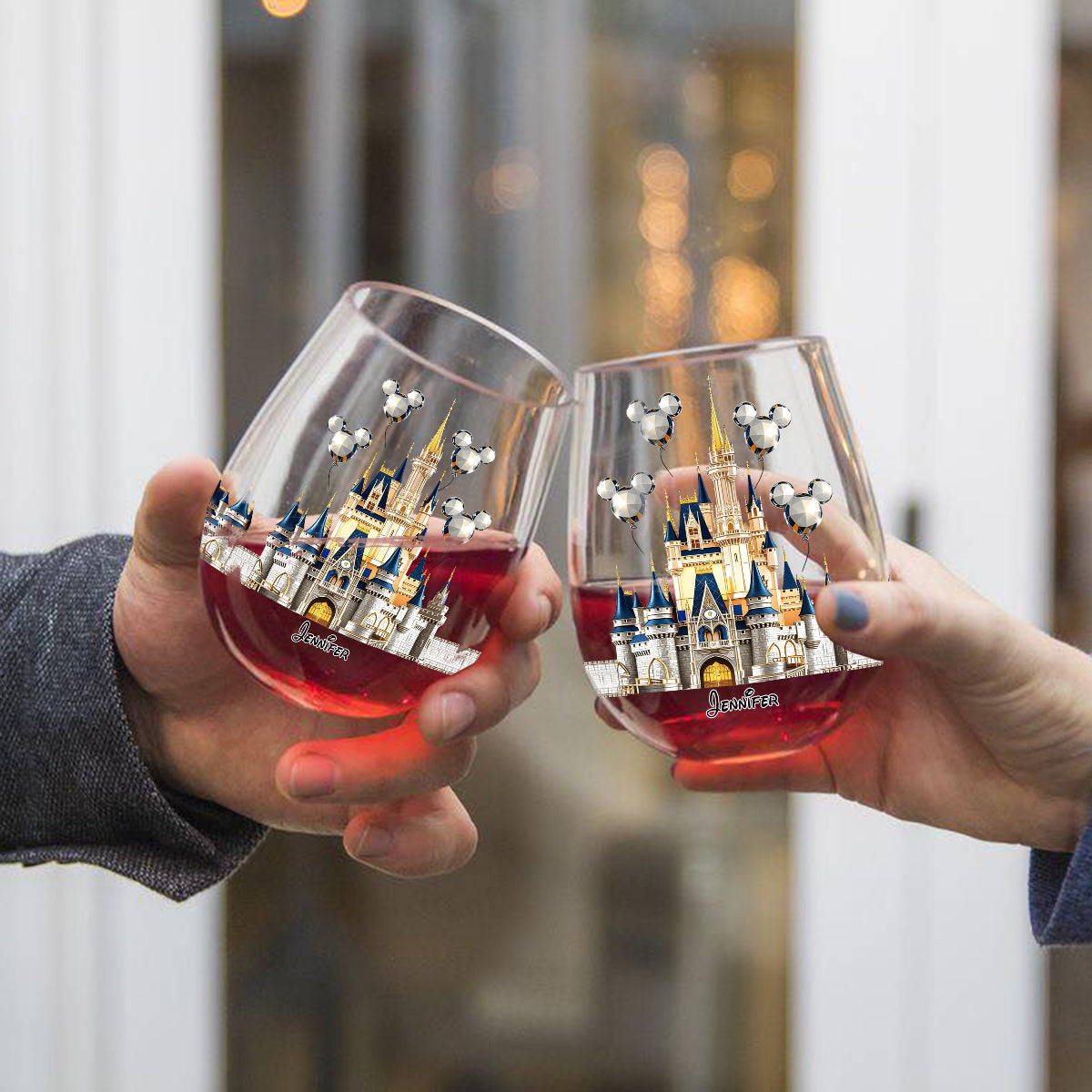 The Magical Castle - Personalized Mouse All Over Wine Glass