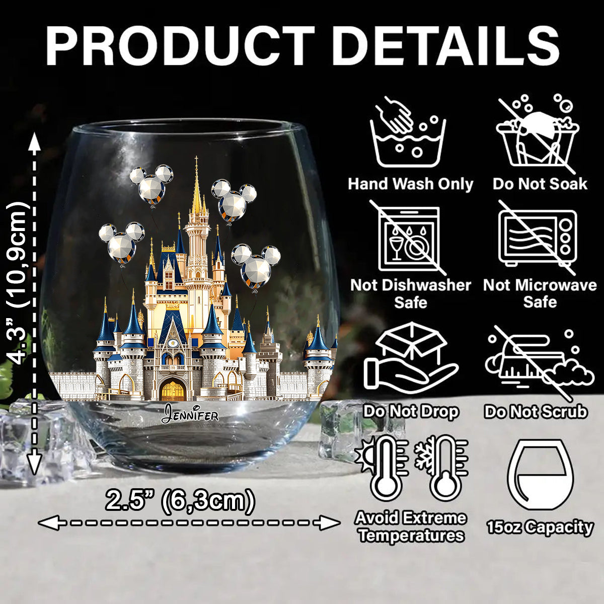 The Magical Castle - Personalized Mouse All Over Wine Glass