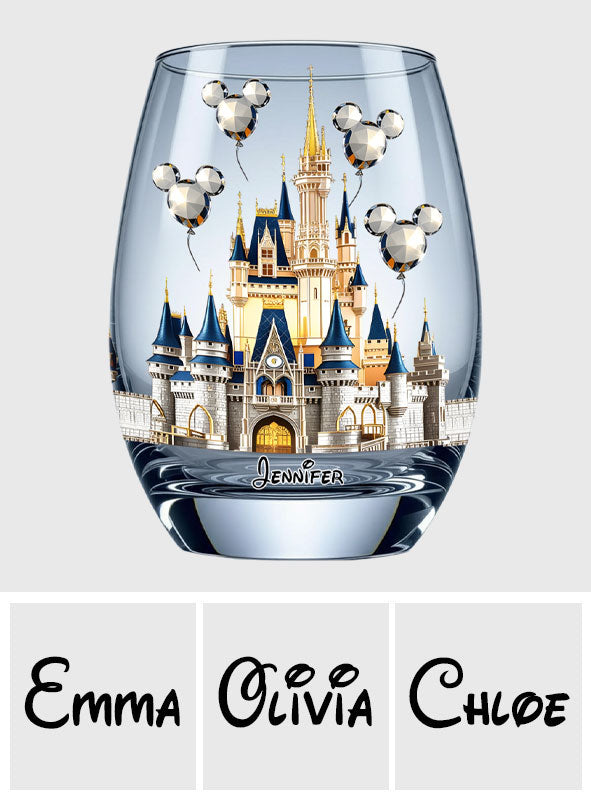 The Magical Castle - Personalized Mouse All Over Wine Glass