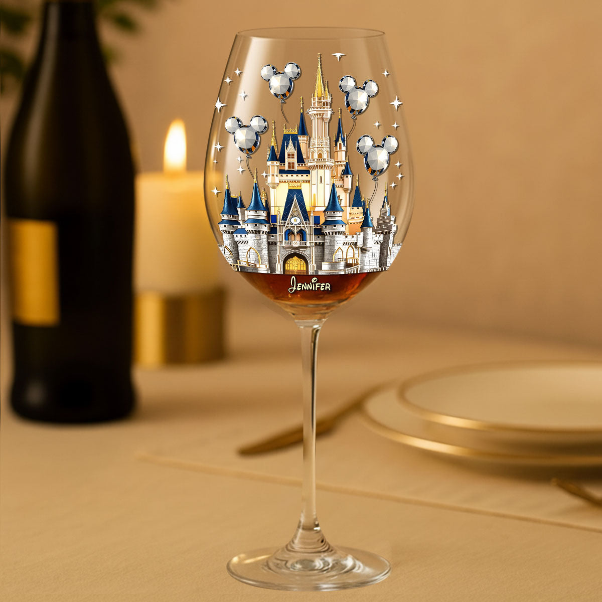 The Magical Castle - Personalized Mouse Wine Glass With Long Stem