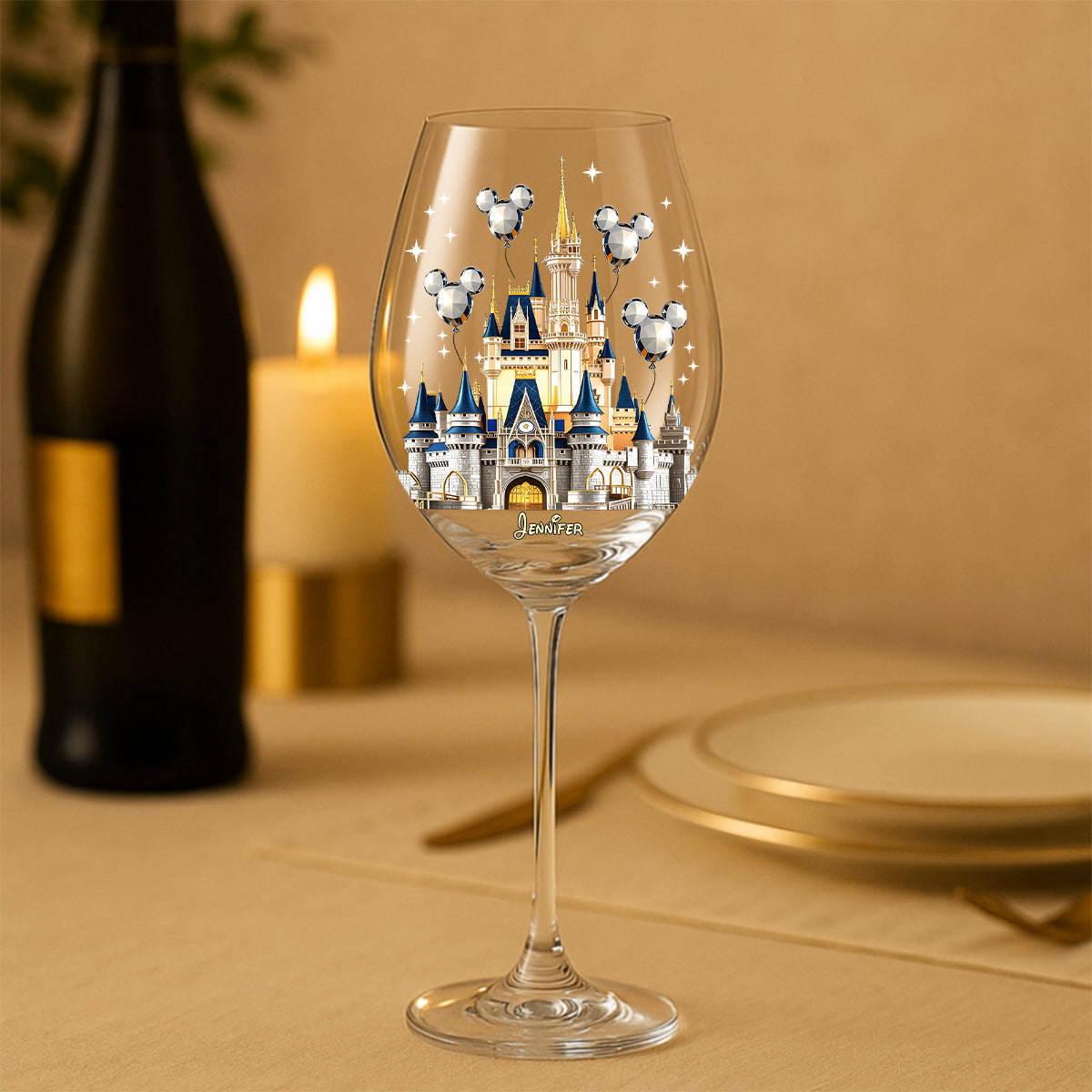 The Magical Castle - Personalized Mouse Wine Glass With Long Stem