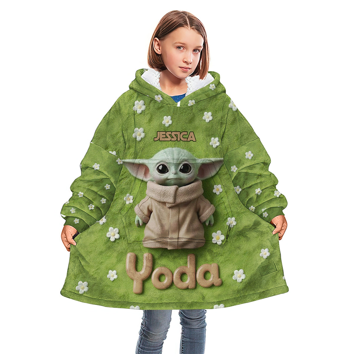 Cute Yoda - Personalized The Force Blanket Hoodie