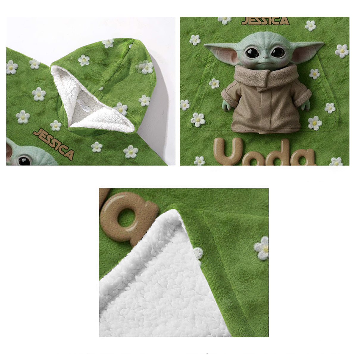 Cute Yoda - Personalized The Force Blanket Hoodie