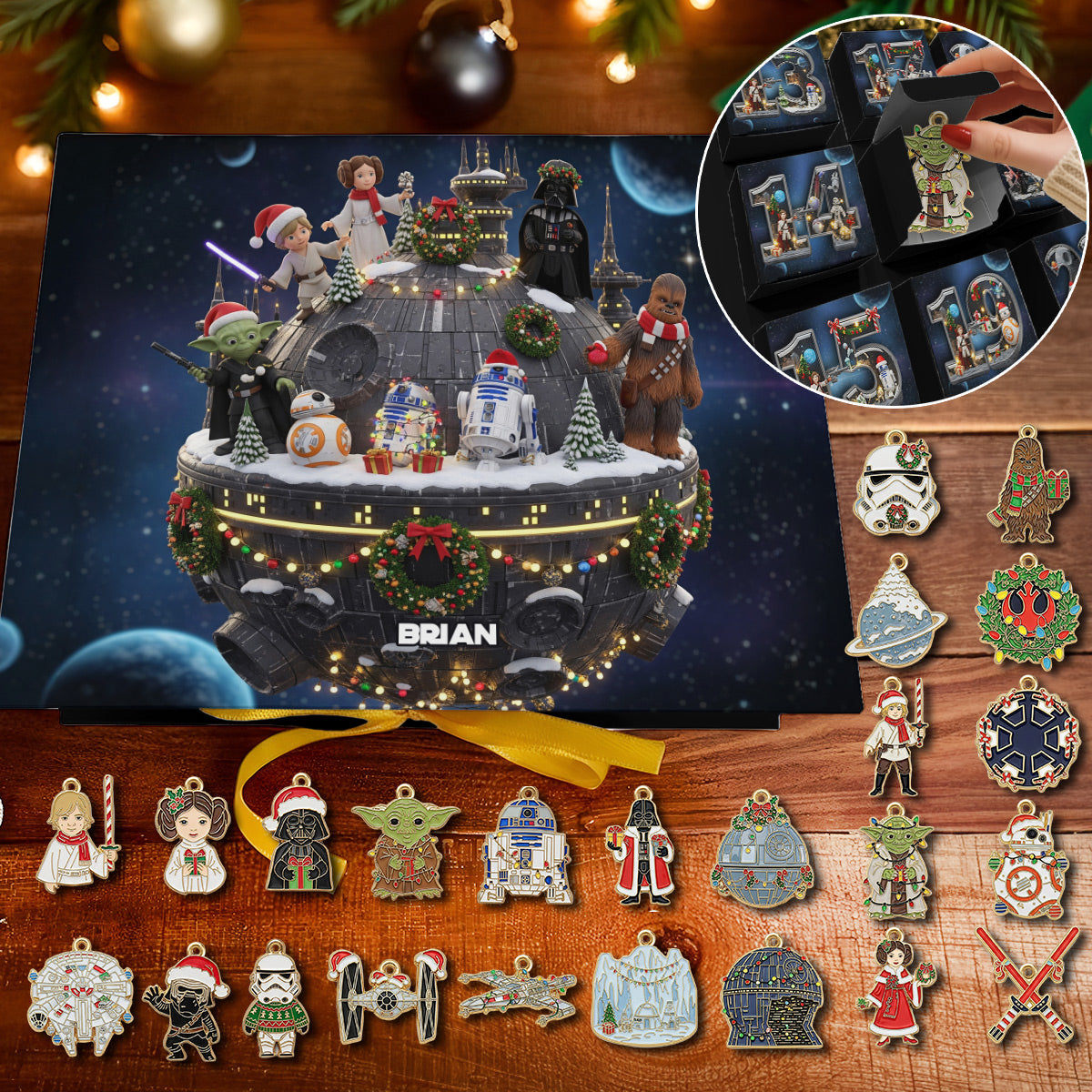 Merry Christmas - Personalized The Force Folded Advent Calendar With Ornaments