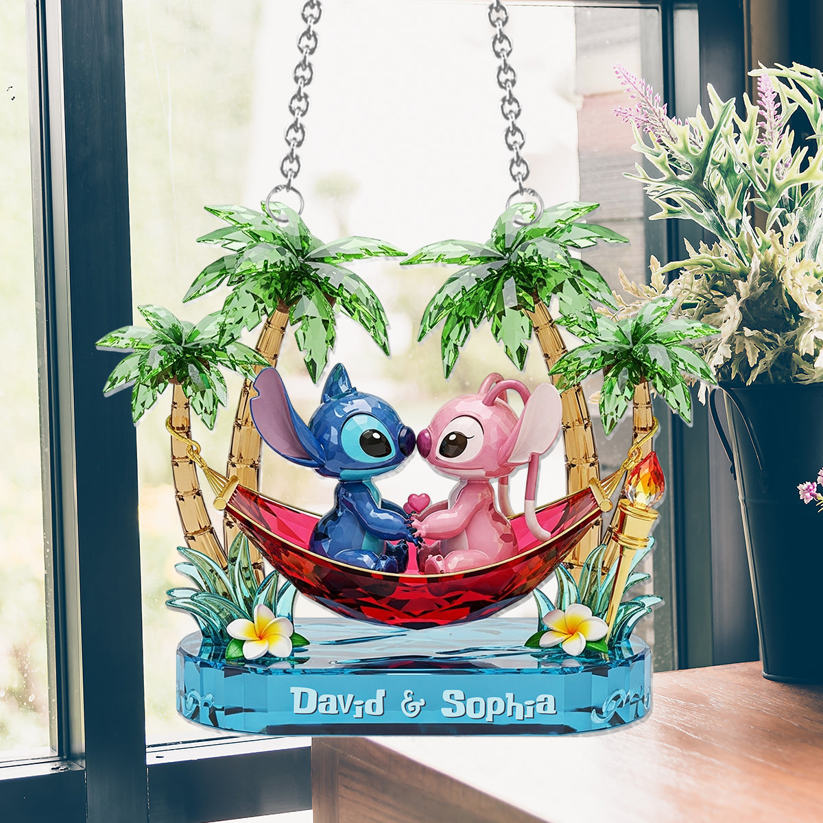 Ohana Couple - Personalized Ohana Window Hanging Suncatcher Ornament