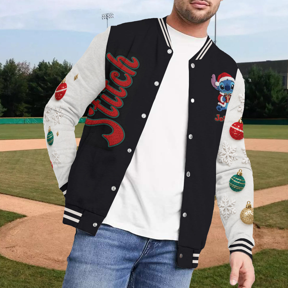 Merry Stitchmas - Personalized Ohana Varsity Jacket