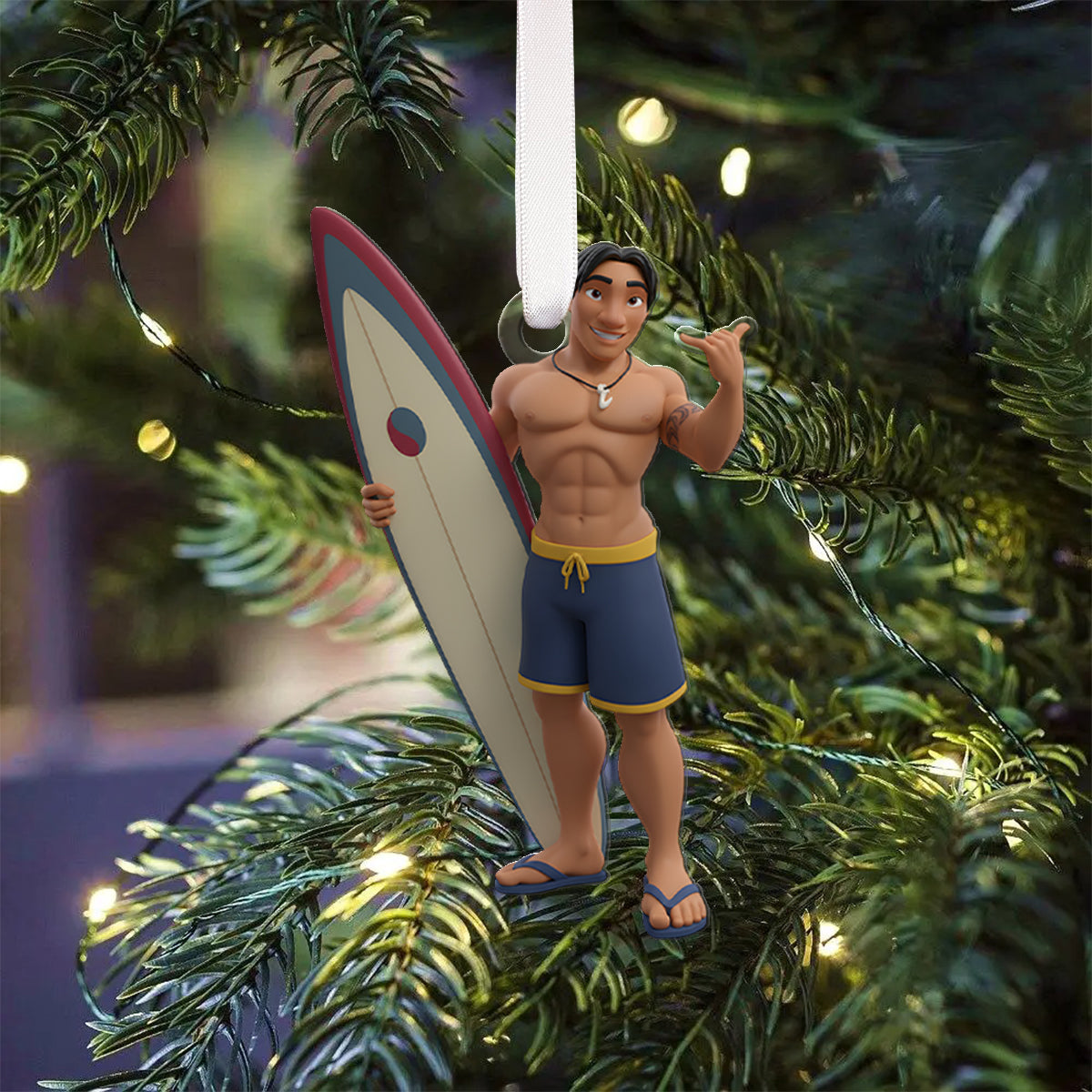 Cartoon Couple - Personalized Ohana Folded Advent Calendar With Ornaments