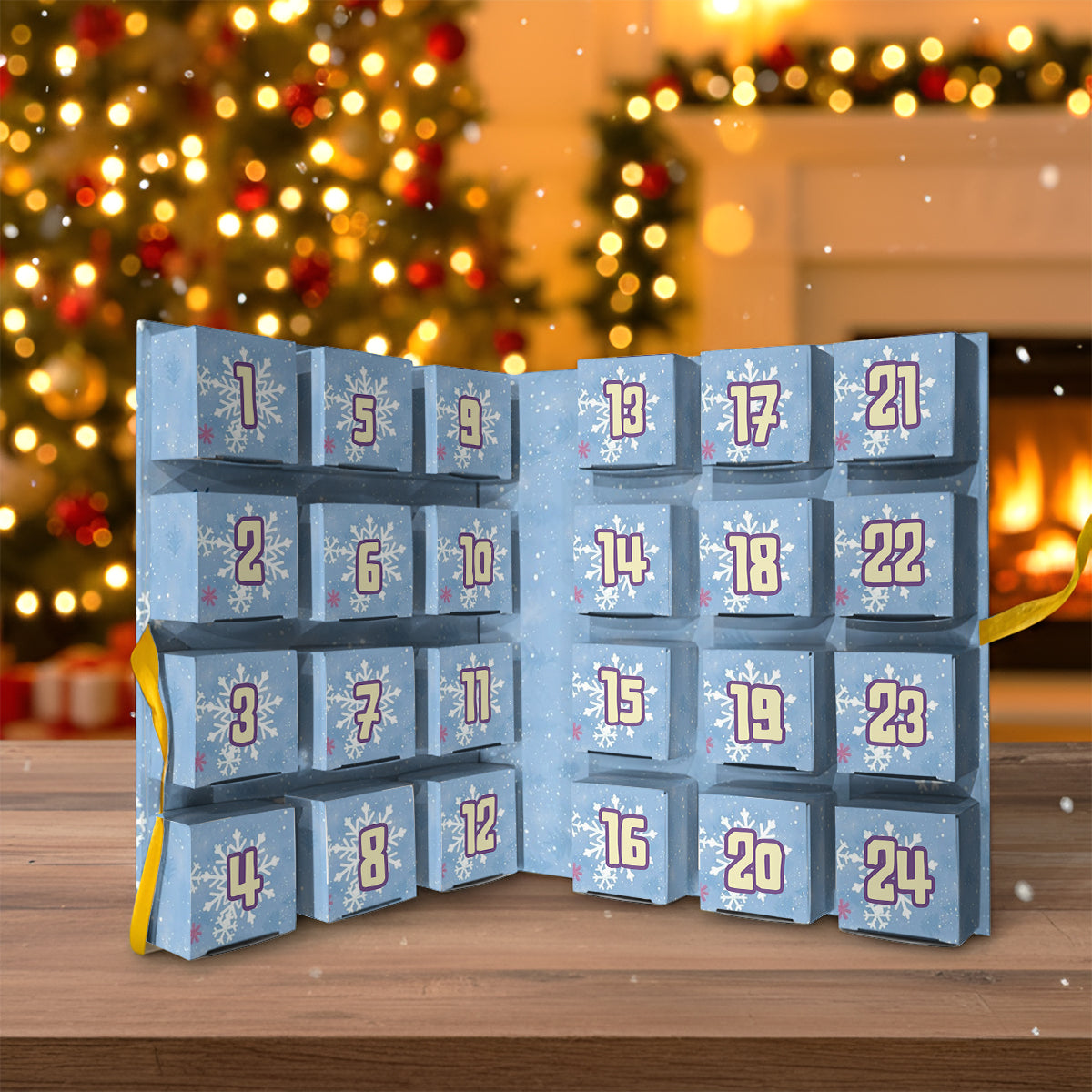 Cartoon Couple - Personalized Ohana Folded Advent Calendar With Ornaments
