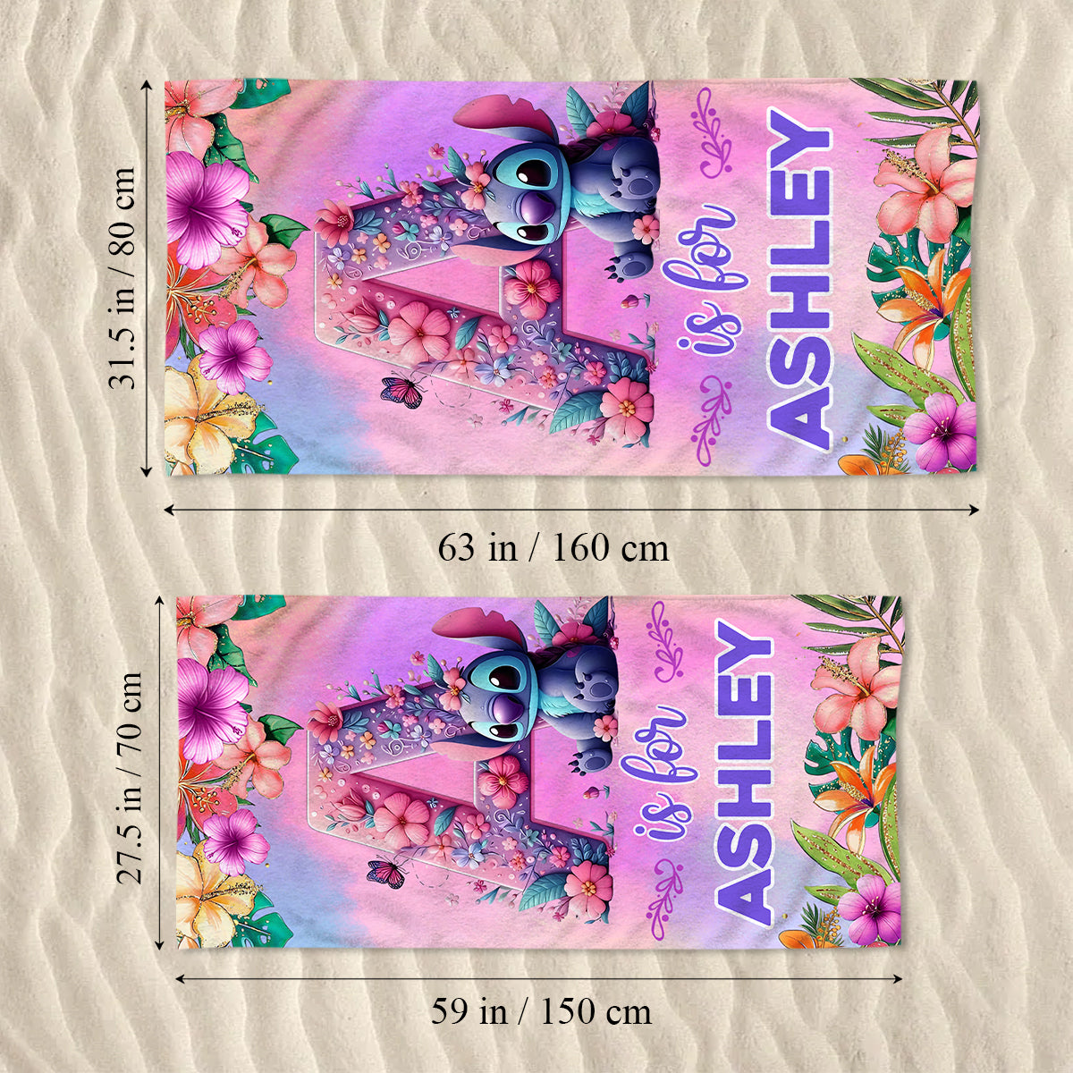 Blue Ohana Alphabet Letter Custom Name - Personalized Ohana Women Swimming Bodysuit & Beach Towel