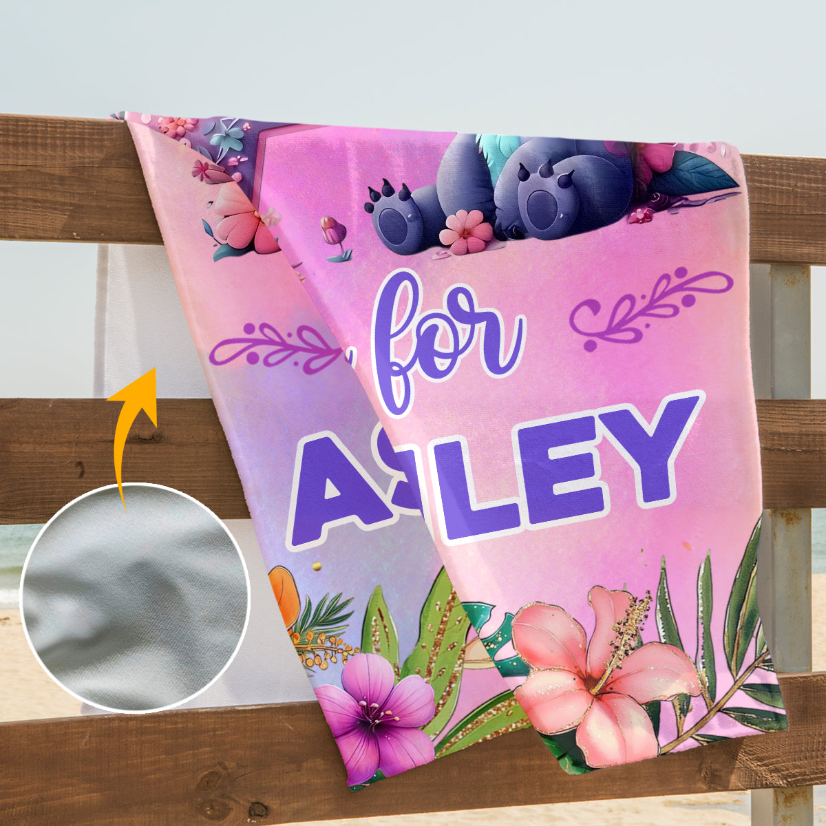 Blue Ohana Alphabet Letter Custom Name - Personalized Ohana Women Swimming Bodysuit & Beach Towel