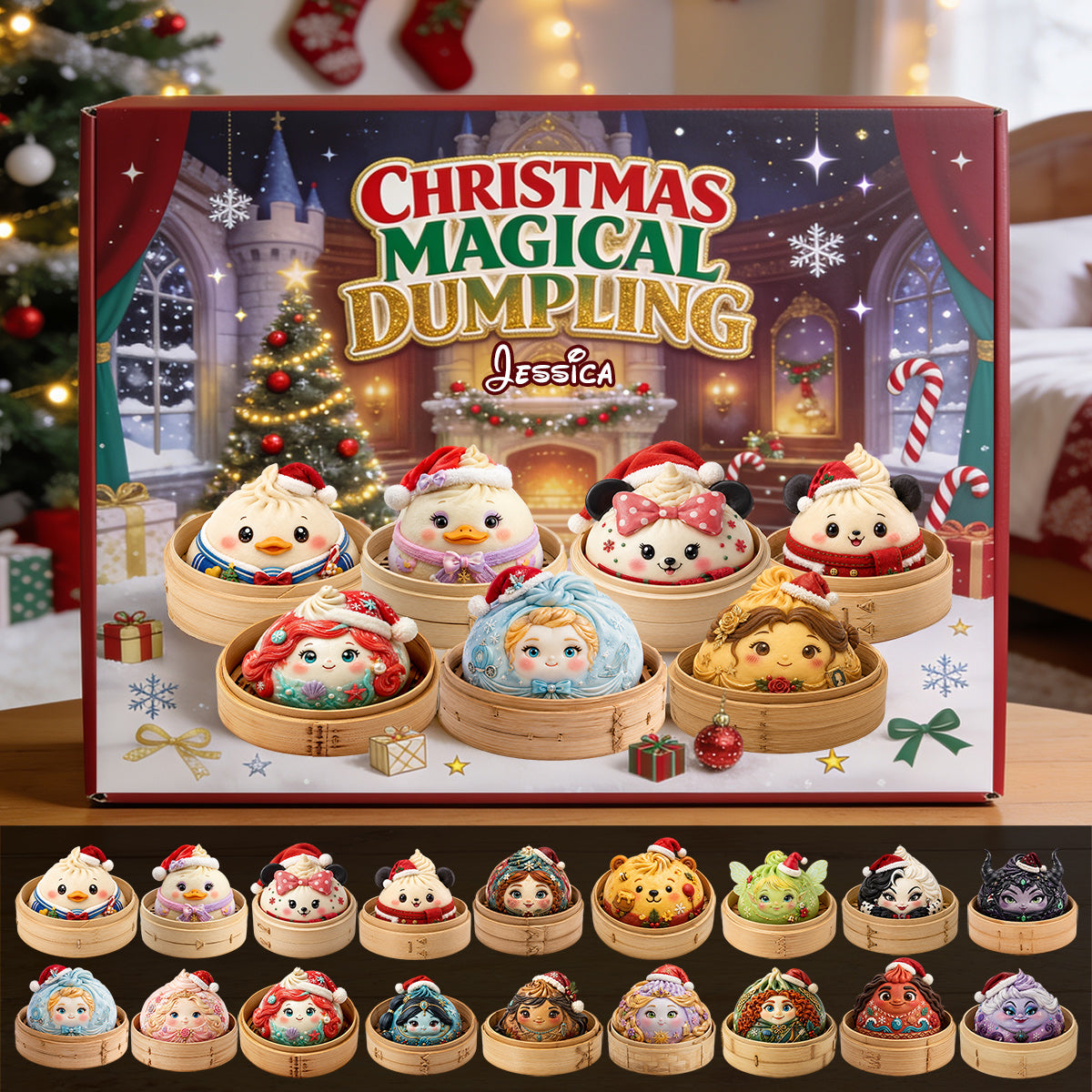 Magical Dumpling Christmas Gift Set - Personalized Mouse Folded Advent Calendar With Ornaments