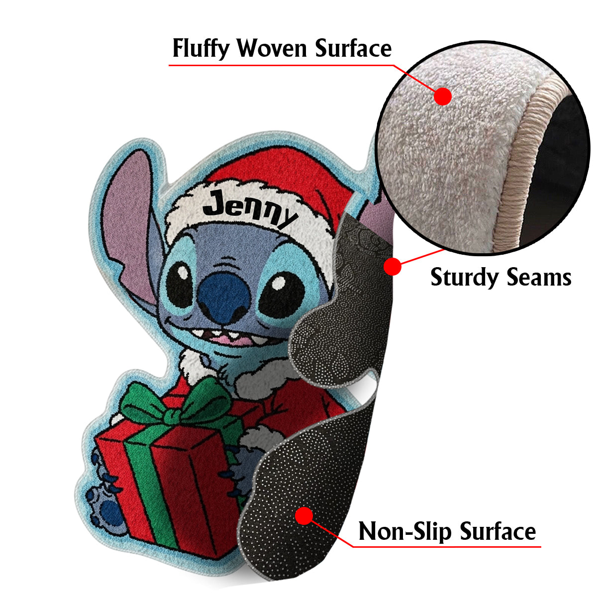 Merry Stitchmas - Personalized Ohana Non-Slip Tufted Rug