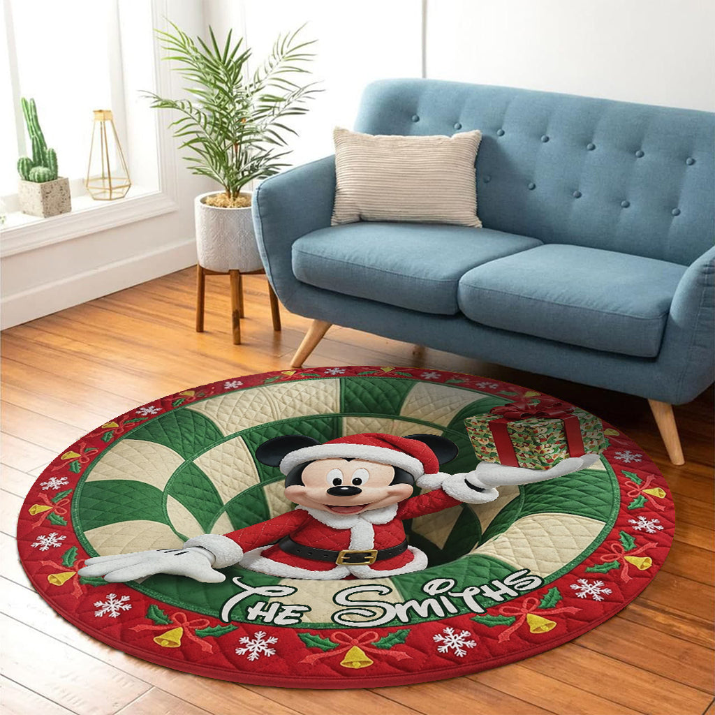 Merry Christmas - Personalized Mouse Round Rug