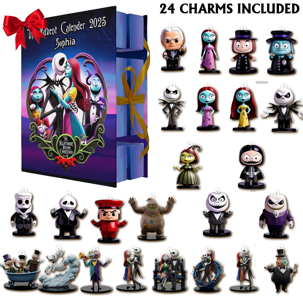 Dark Christmas - Personalized Nightmare Folded Advent Calendar With Ornaments