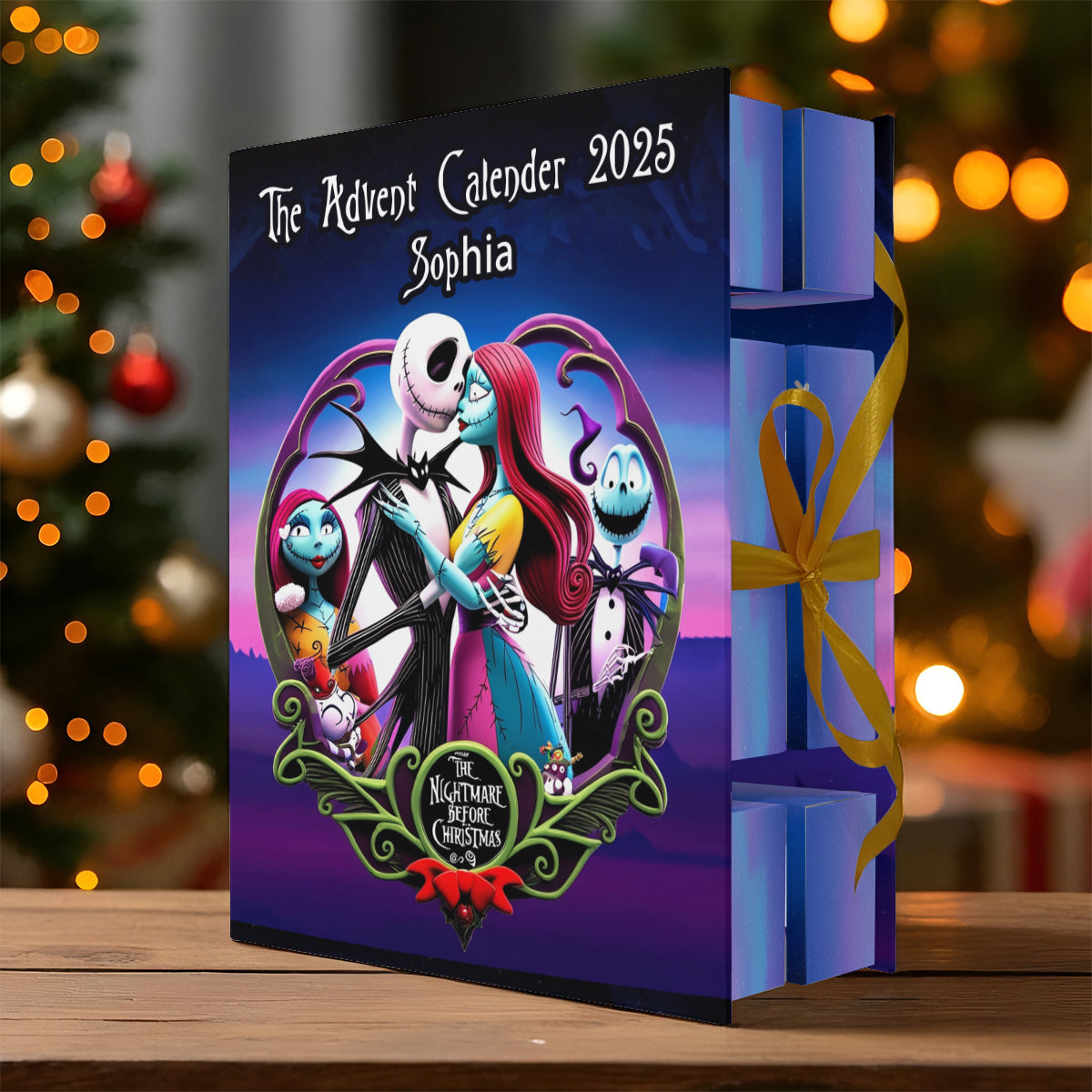 Dark Christmas - Personalized Nightmare Folded Advent Calendar With Ornaments