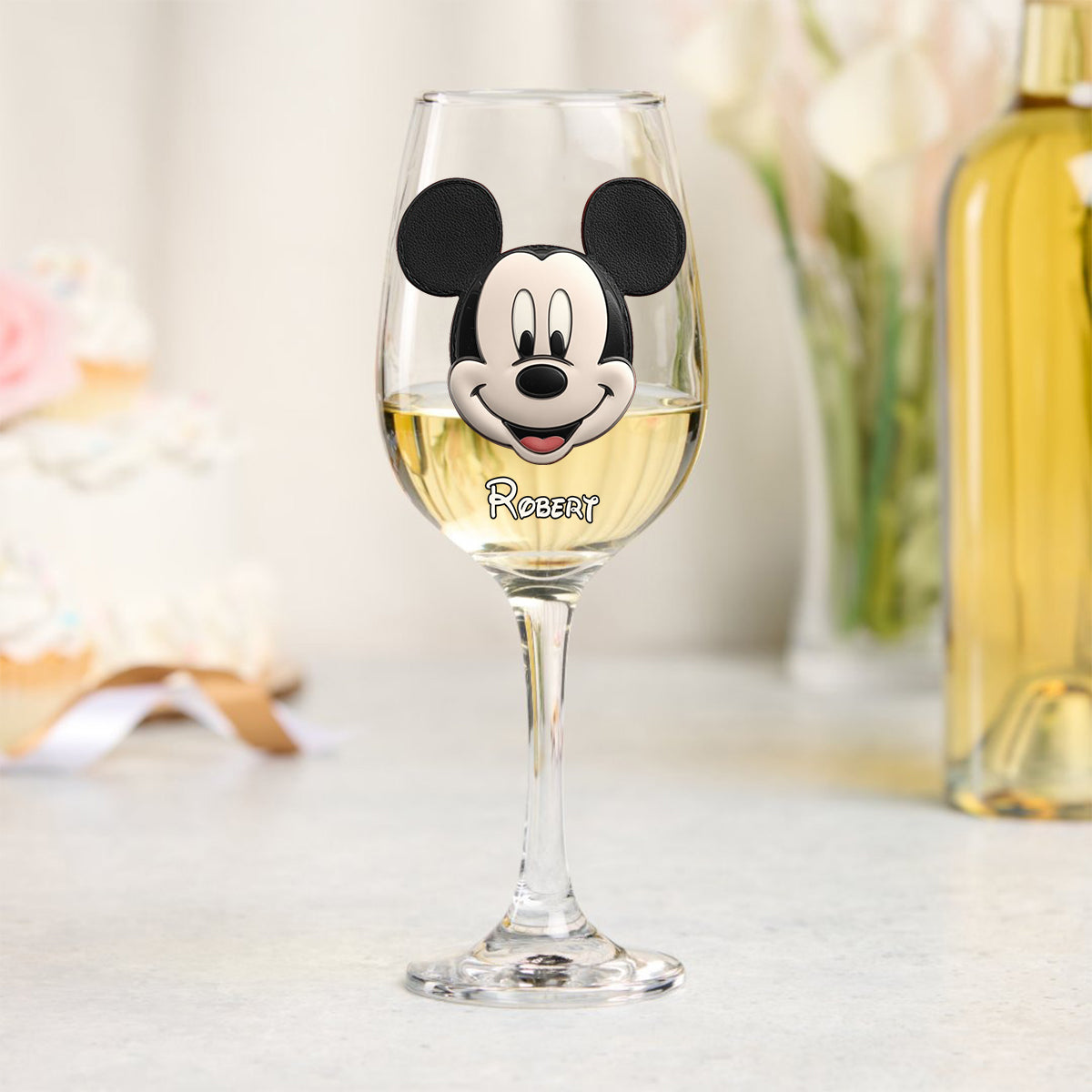 Dream Magic Custom Name - Personalized Mouse Wine Glass With Long Stem