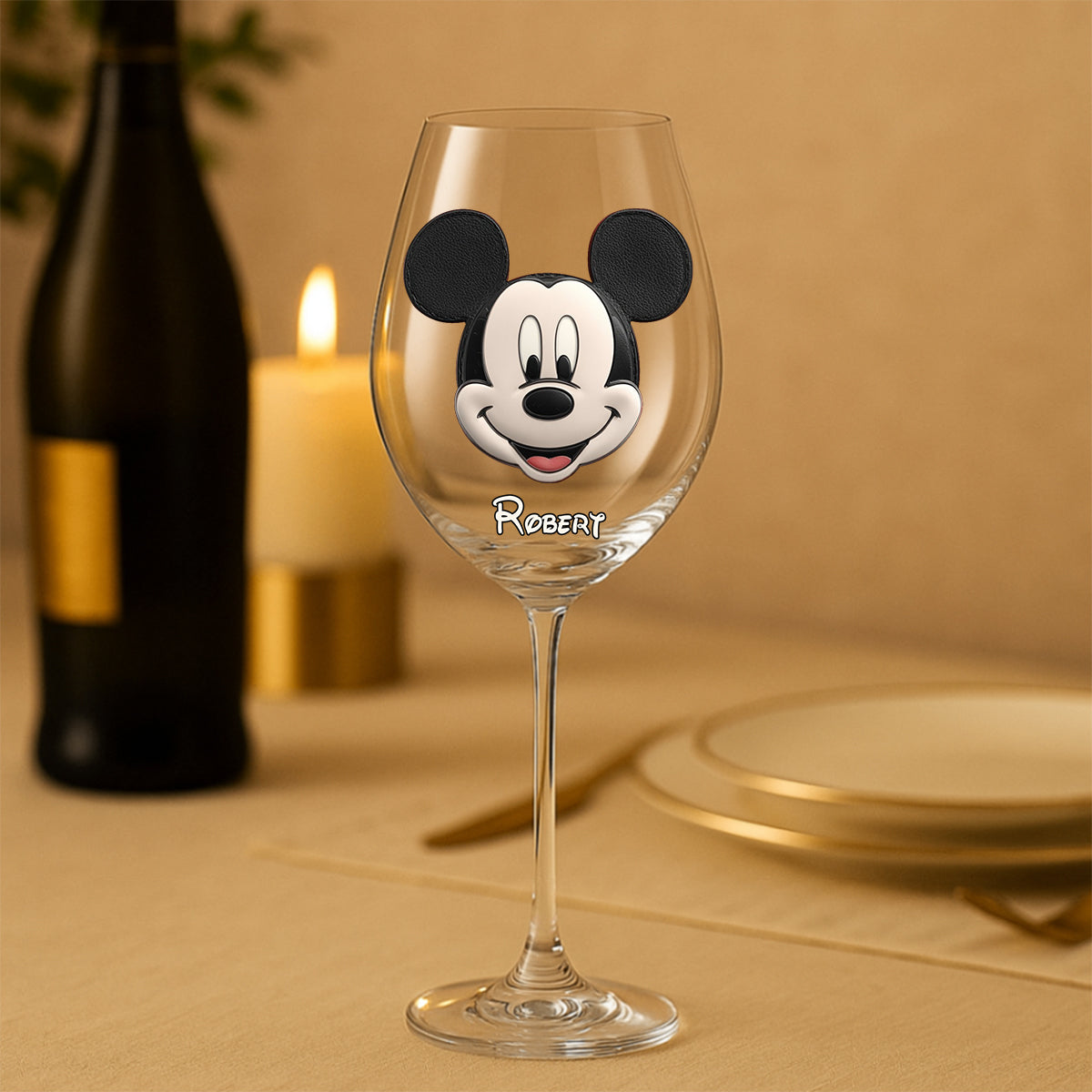 Dream Magic Custom Name - Personalized Mouse Wine Glass With Long Stem