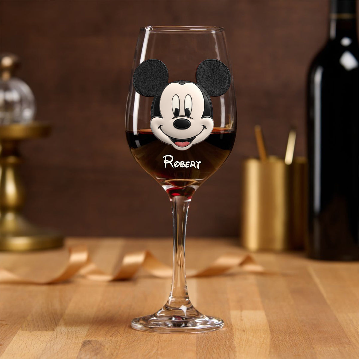 Dream Magic Custom Name - Personalized Mouse Wine Glass With Long Stem