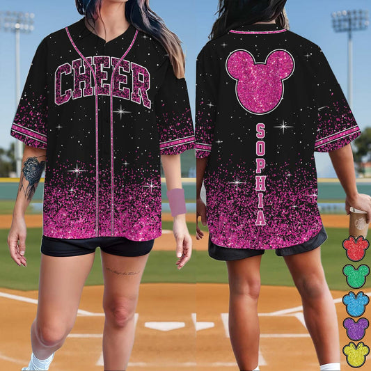 Magical Glitters - Personalized Mouse Baseball Jersey