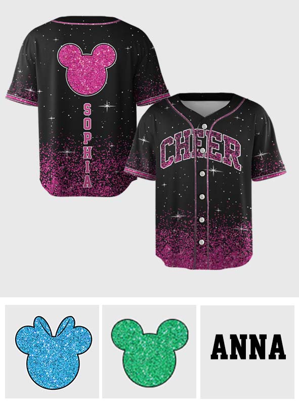 Magical Glitters - Personalized Mouse Baseball Jersey