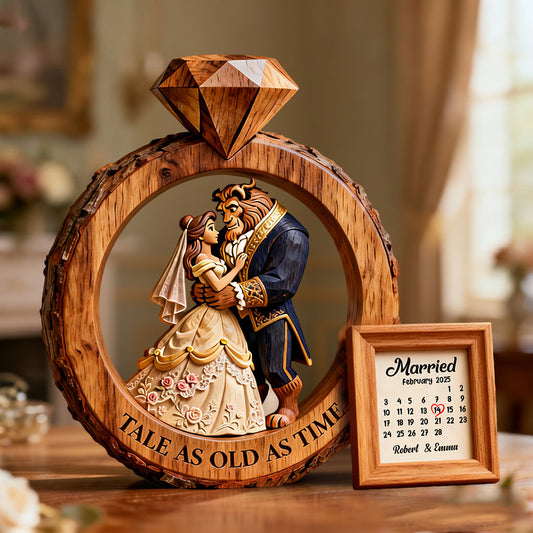 Fairy Tale Love Story - Personalized Beauty And The Beast Custom Shaped Acrylic Plaque