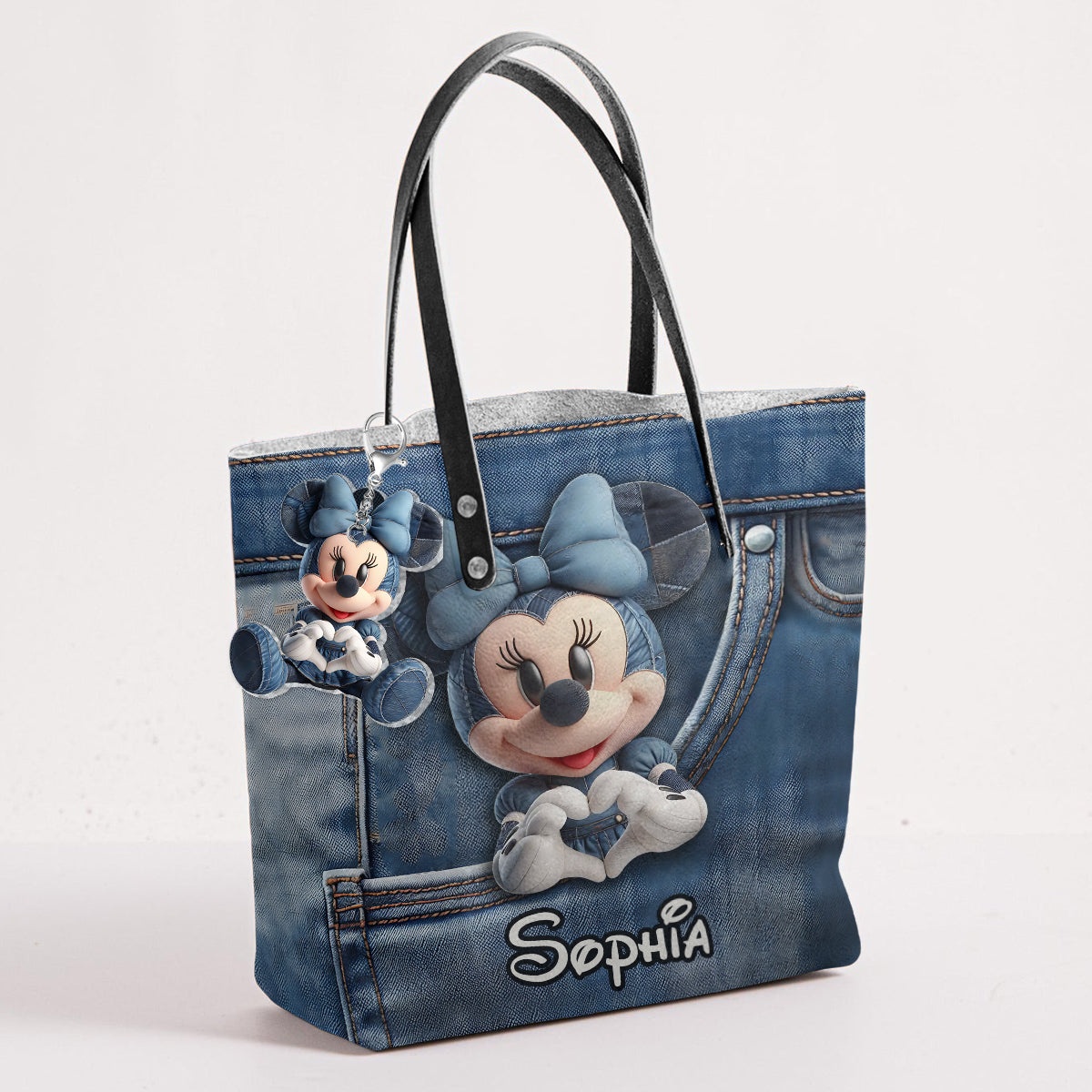 Magical Mouse Ears - Personalized Mouse Leather Tote Bag With Charm