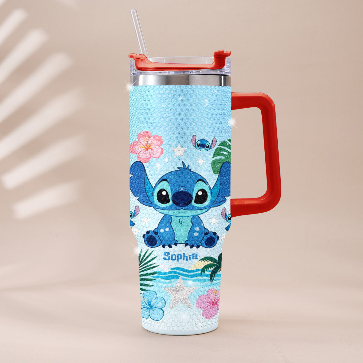 Ohana Means Family - Personalized Ohana Rhinestone Tumbler With Handle