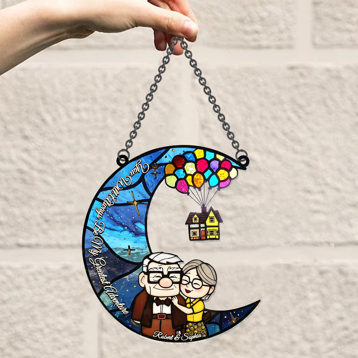 You Are My Greatest Adventure - Personalized Mouse Window Hanging Suncatcher Ornament