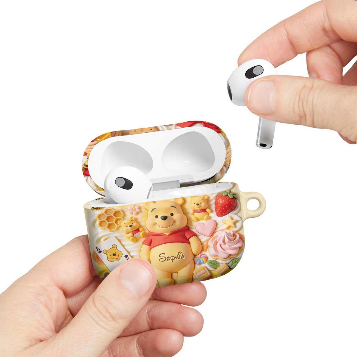 Sweet Bear - Personalized Yellow Bear Bluetooth Earbuds Case Cover