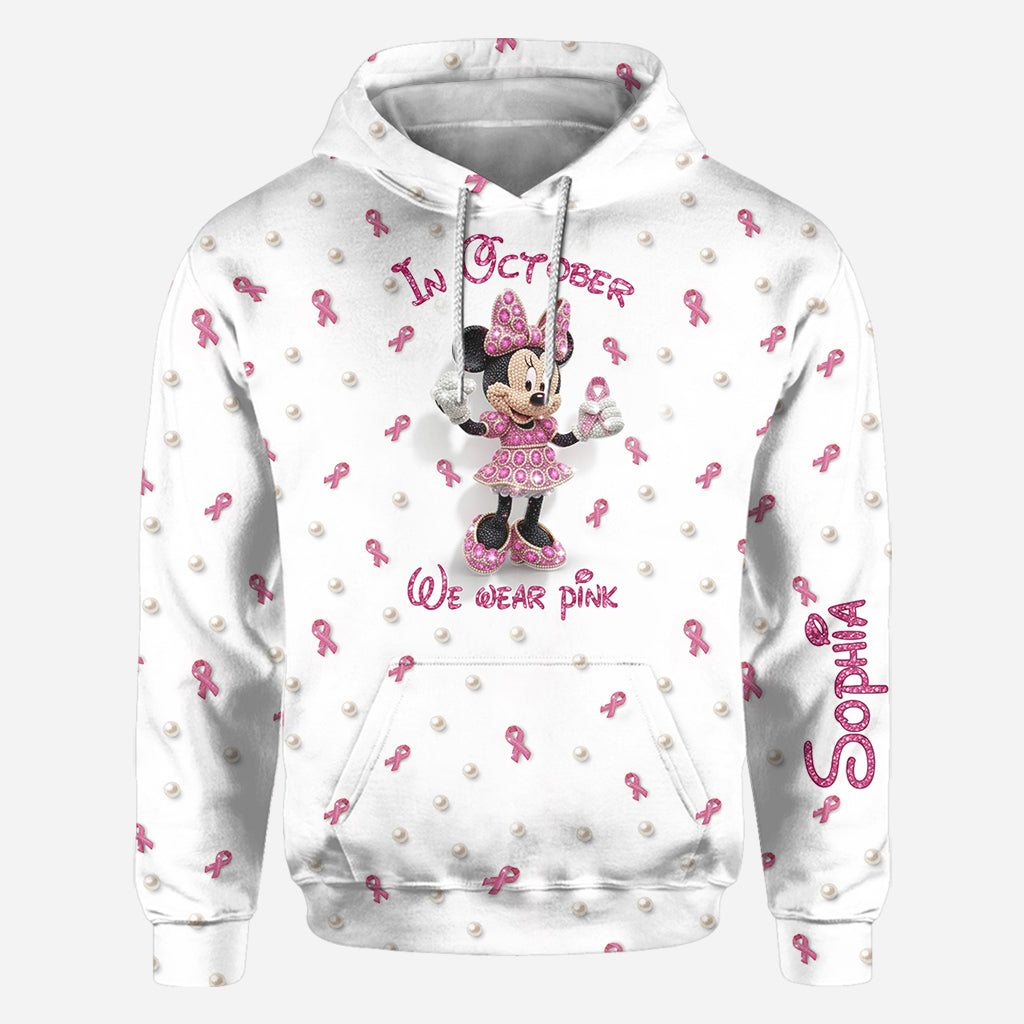 Cartoon Mouse Breast Cancer Awareness Month - Personalized Breast Cancer Awareness All Over Shirt