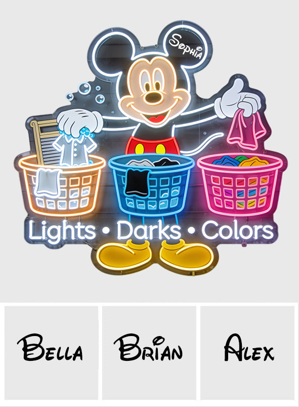 Laundry Decor - Sorting Clothes - Personalized Mouse Neon LED Light Sign