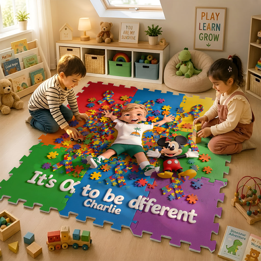 It's OK To Be Different - Personalized Mouse Foam Puzzle Mat